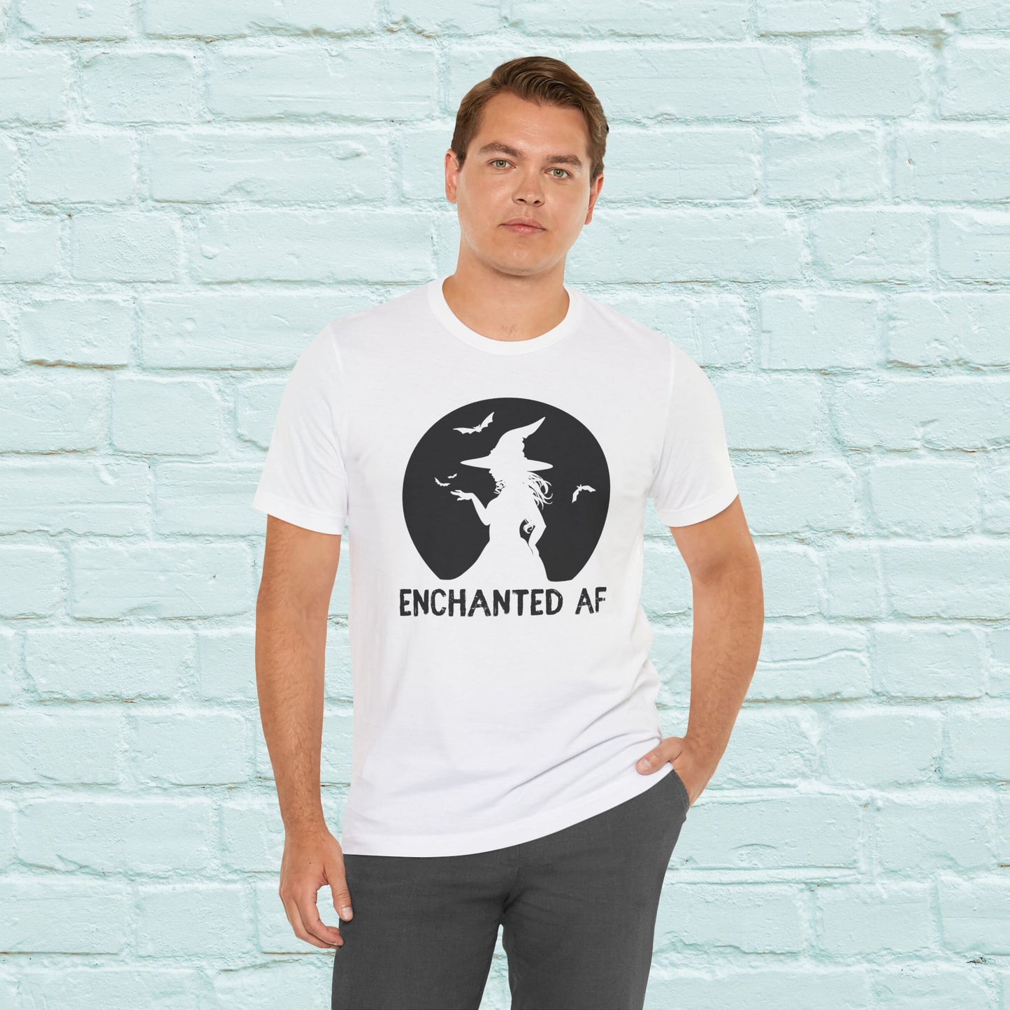 "ENCHANTED AF" Witch Tee | Bella+Canvas 3001 Halloween Unisex T-Shirt