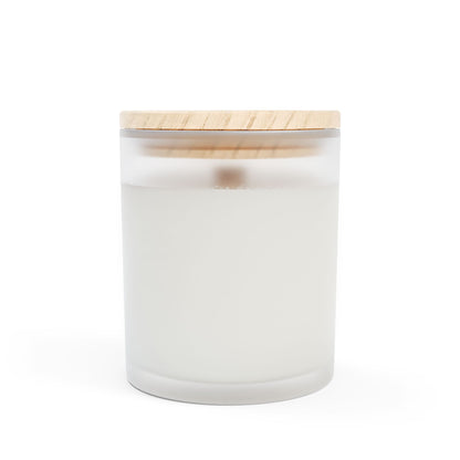 11oz Frosted Glass Natural Soy Wax Candle with Wooden Wick – Available in 9 Scents