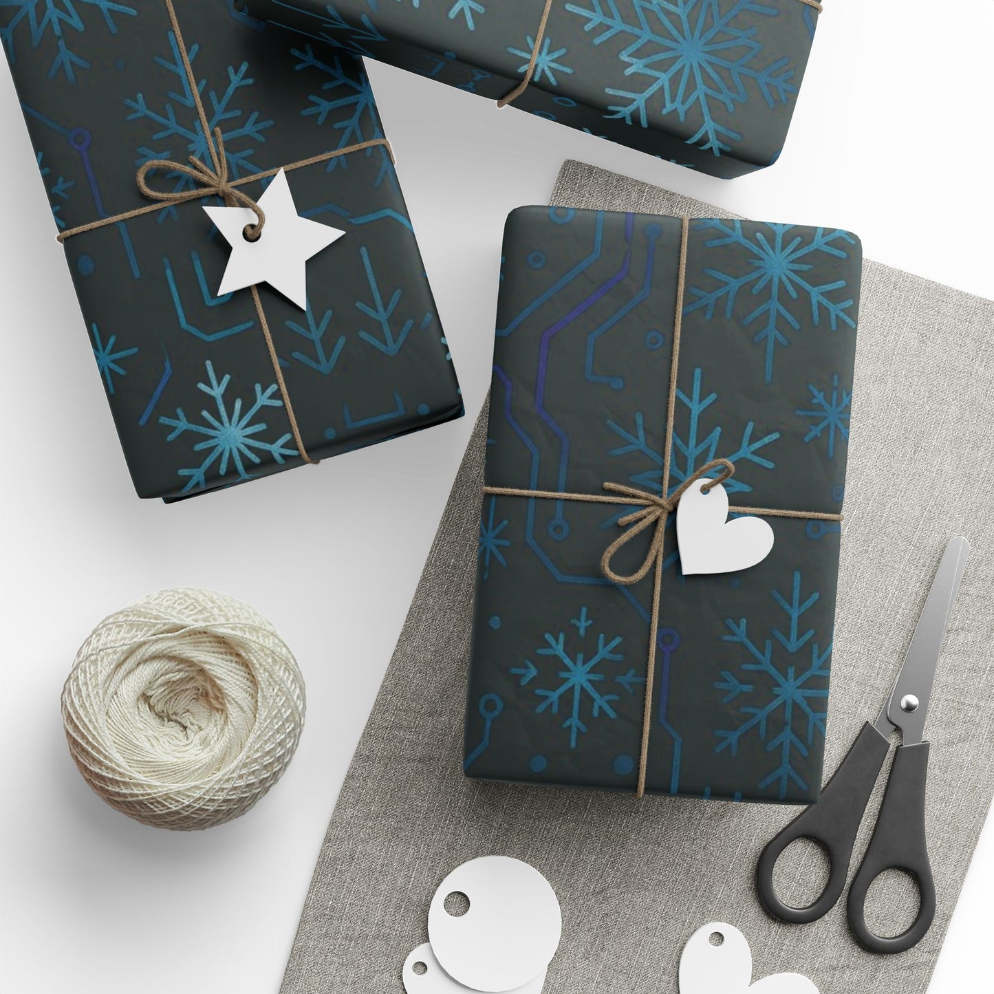 Cyber Yule Circuit – Luxury Christmas Wrapping Paper, Seamless Designer Gift Wrap, 30" Roll (Matte/Gloss)