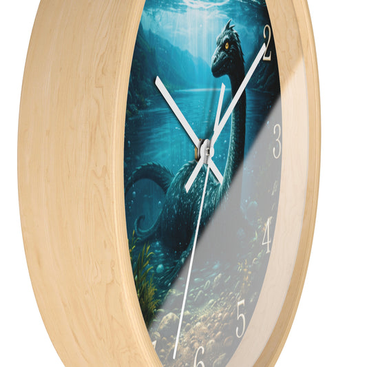 Loch Ness Monster Wall Clock – Nautical Mythical Sea Serpent 10" Decor