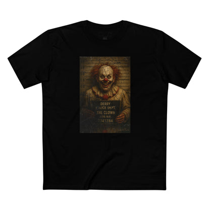 Creepy Clown Mugshot T-Shirt – Premium AS Colour 5001 Horror Tee