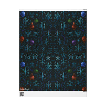 Cyber Yule Circuit – Luxury Christmas Wrapping Paper, Seamless Designer Gift Wrap, 30" Roll (Matte/Gloss)