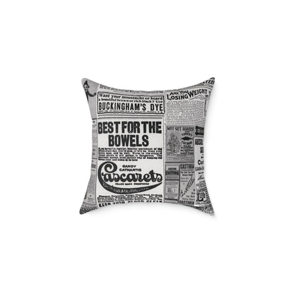 Occult Americana – 1800s Vintage Newspaper Ads Collage Art - Canvas Throw Pillow Version 2