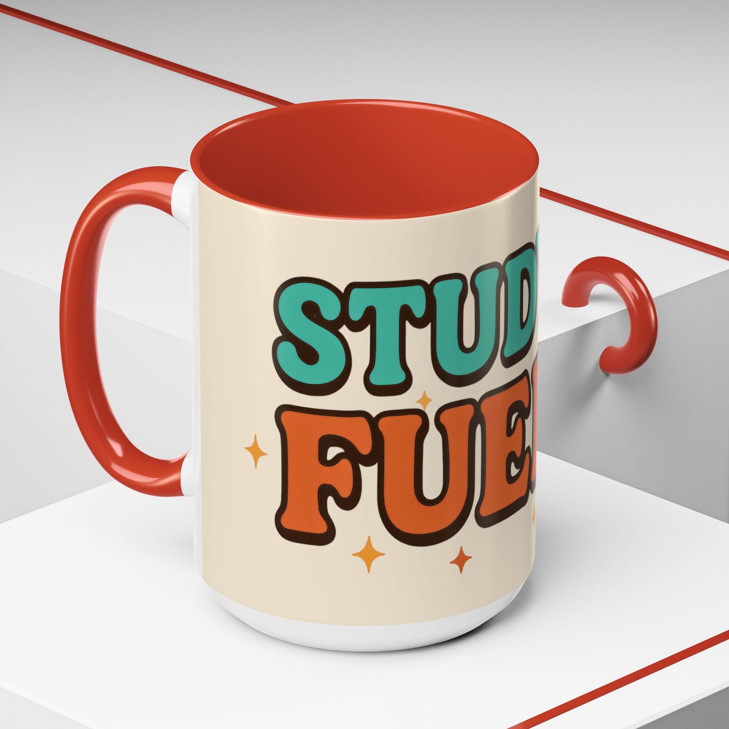 Study Fuel Color Accent Mug (11oz/15oz) – Retro Teacher/Student Coffee Cup • Back to School • Durable Ceramic
