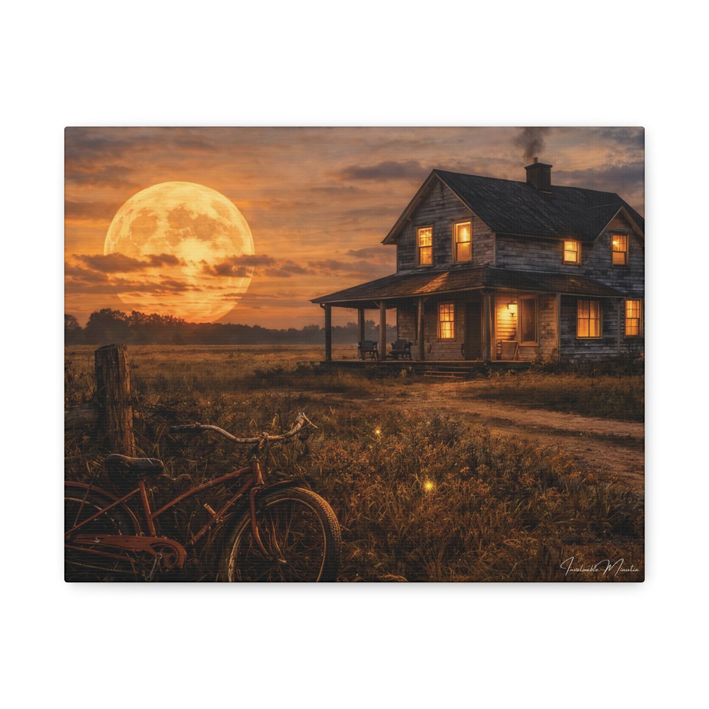 Moonlit Country House Landscape Matte Canvas Print 1.25"