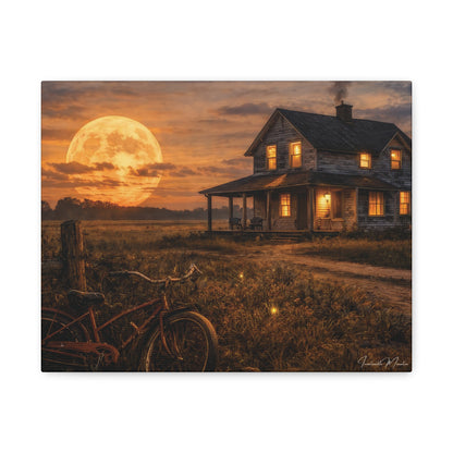 Moonlit Country House Landscape Matte Canvas Print 1.25"