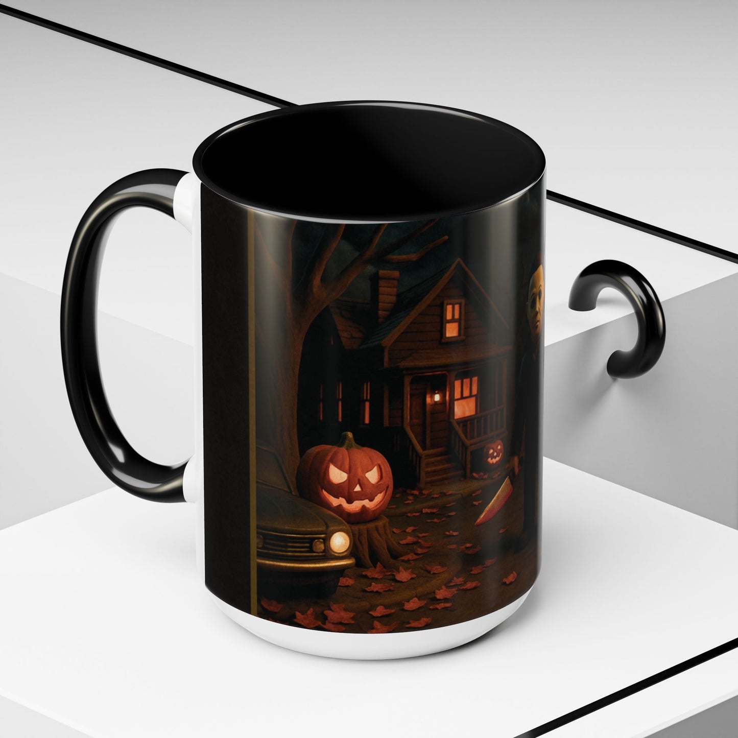 Clay-Style Slasher Halloween Night Mug | Accent Coffee Mug (11oz/15oz)