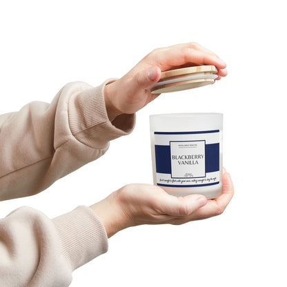 11oz Frosted Glass Natural Soy Wax Candle with Wooden Wick – Available in 9 Scents