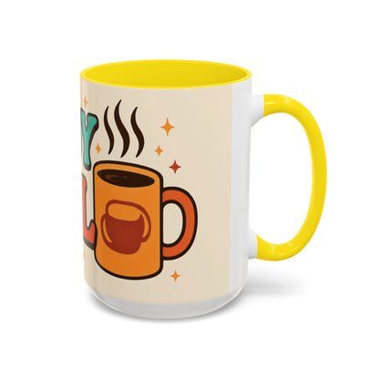 Study Fuel Color Accent Mug (11oz/15oz) – Retro Teacher/Student Coffee Cup • Back to School • Durable Ceramic