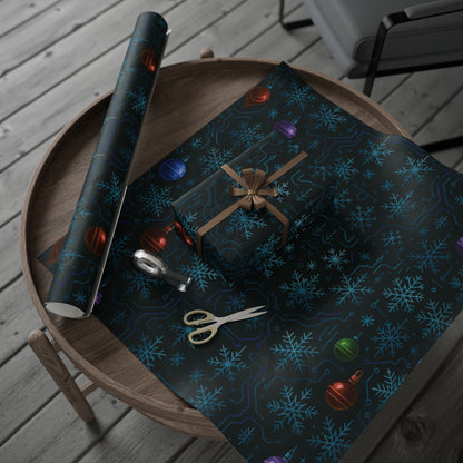 Cyber Yule Circuit – Luxury Christmas Wrapping Paper, Seamless Designer Gift Wrap, 30" Roll (Matte/Gloss)