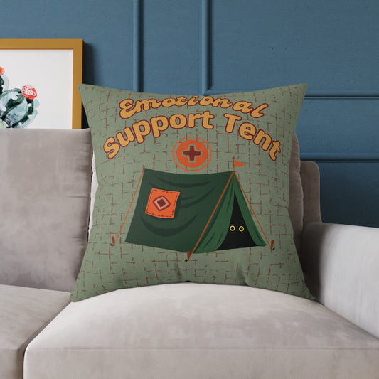 Fun Camping Decor Pillow - Emotional Support Tent – Boutique Canvas Throw Pillow