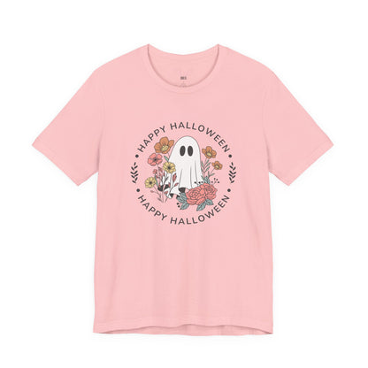 Happy Halloween Floral Ghost Tee – Bella+Canvas 3001