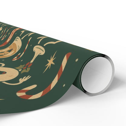 Vintage Holiday Drinks – Luxury Wrapping Paper, Retro Bar-Cart Gift Wrap, 30" Roll (Matte/Gloss)