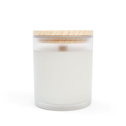 11oz Frosted Glass Natural Soy Wax Candle with Wooden Wick – Available in 9 Scents