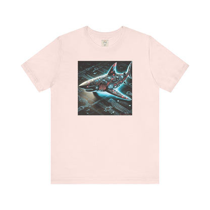 Cyber Shark Unisex Jersey Tee - Futuristic Ocean Design Tech T-Shirt
