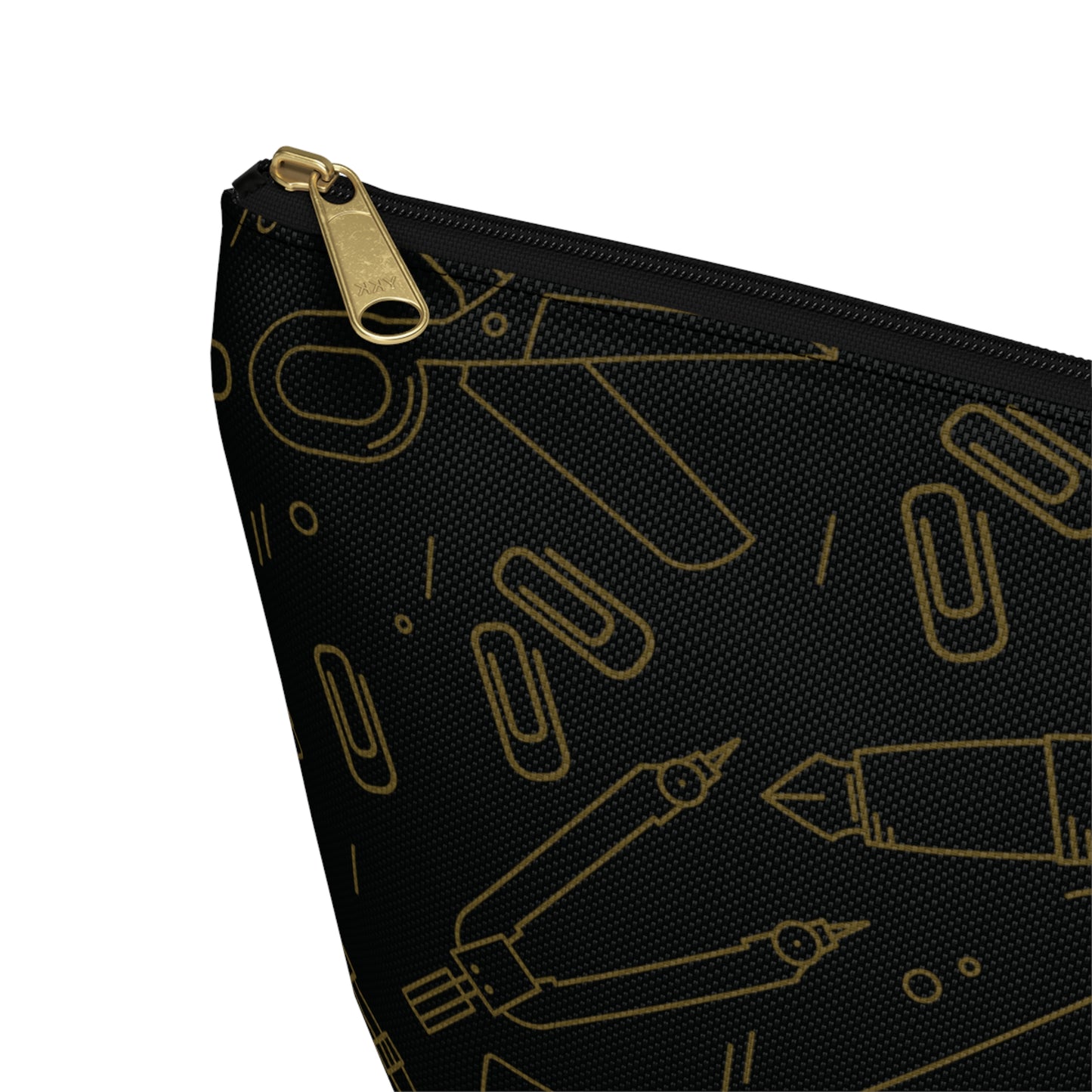 Black & Gold Artist Sketch T-Bottom Pouch • Stylish Pencil Case or Makeup Bag • Small or Large Sizes