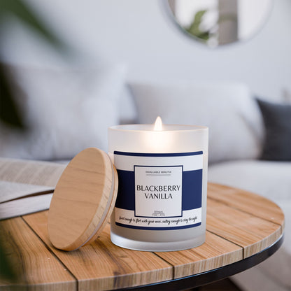 11oz Frosted Glass Natural Soy Wax Candle with Wooden Wick – Available in 9 Scents