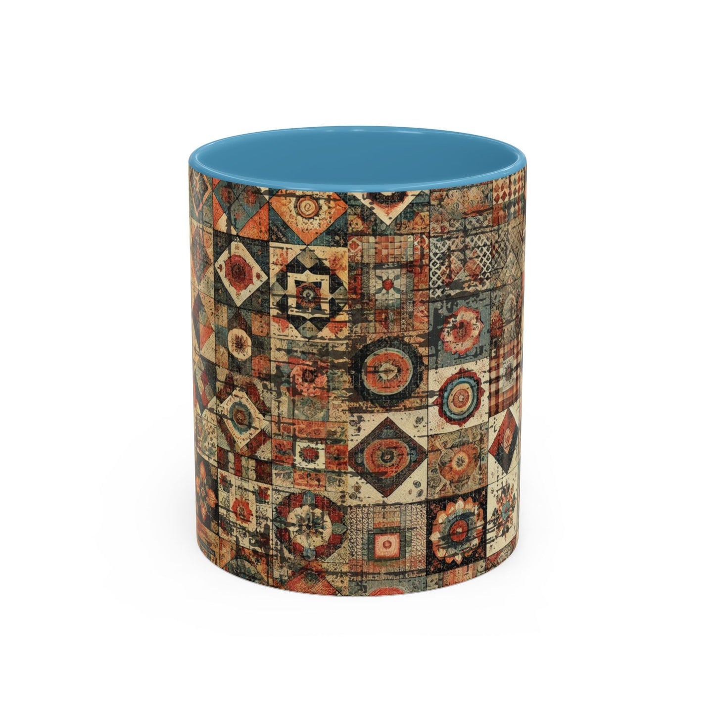 Boho Patchwork Quilt Mug | Vintage Accent Coffee Mug (11oz/15oz)