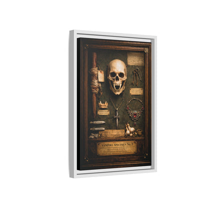 Framed Canvas Art – Vampire Specimen No. 3 | Gothic Vampire Wall Decor | Dark Academia Curiosity Cabinet Art