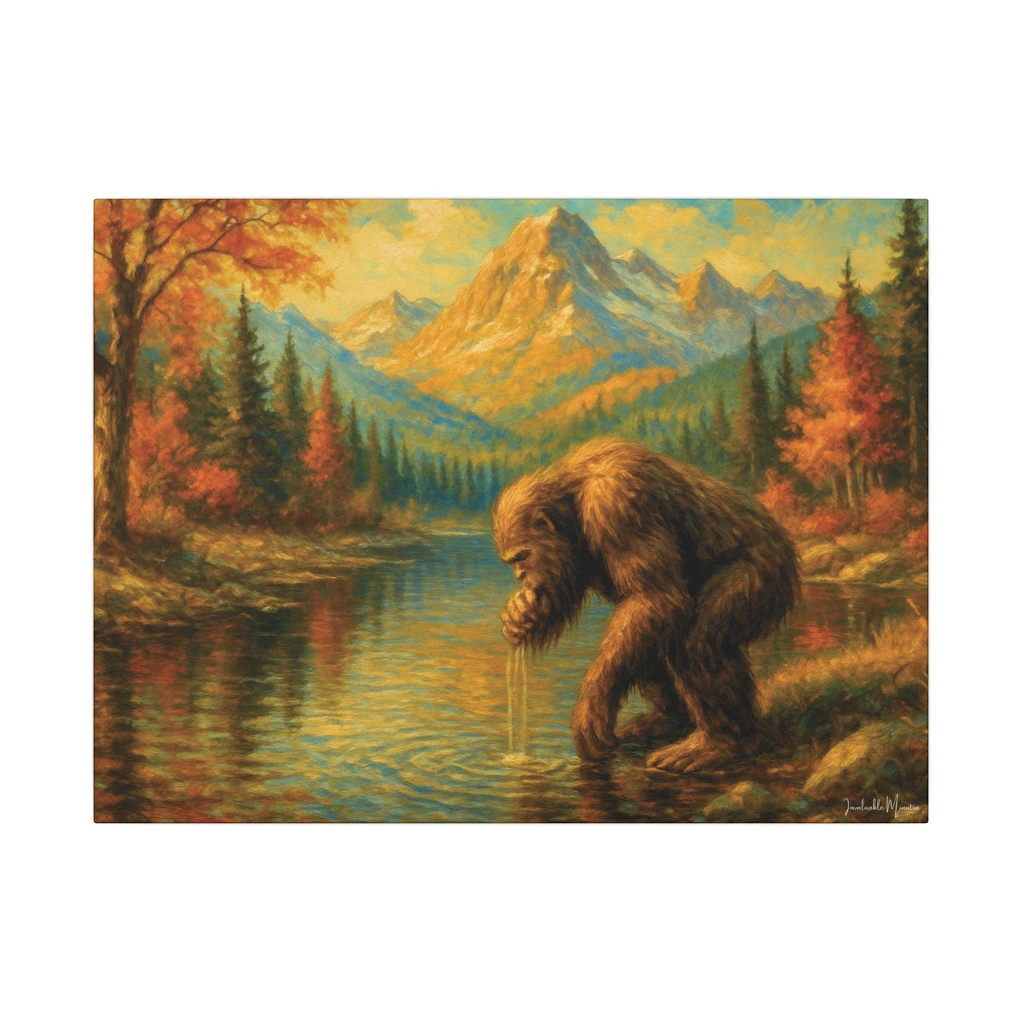Bigfoot Lake Canvas Print – Autumn Mountain Landscape, Boutique Fine Art Style, Horizontal Nature Wall Art