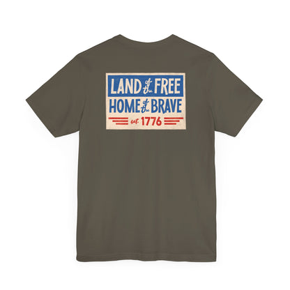 Happy 4th / Land of the Free Tee – Dual-Sided Print – Unisex Bella + Canvas Jersey T-Shirt