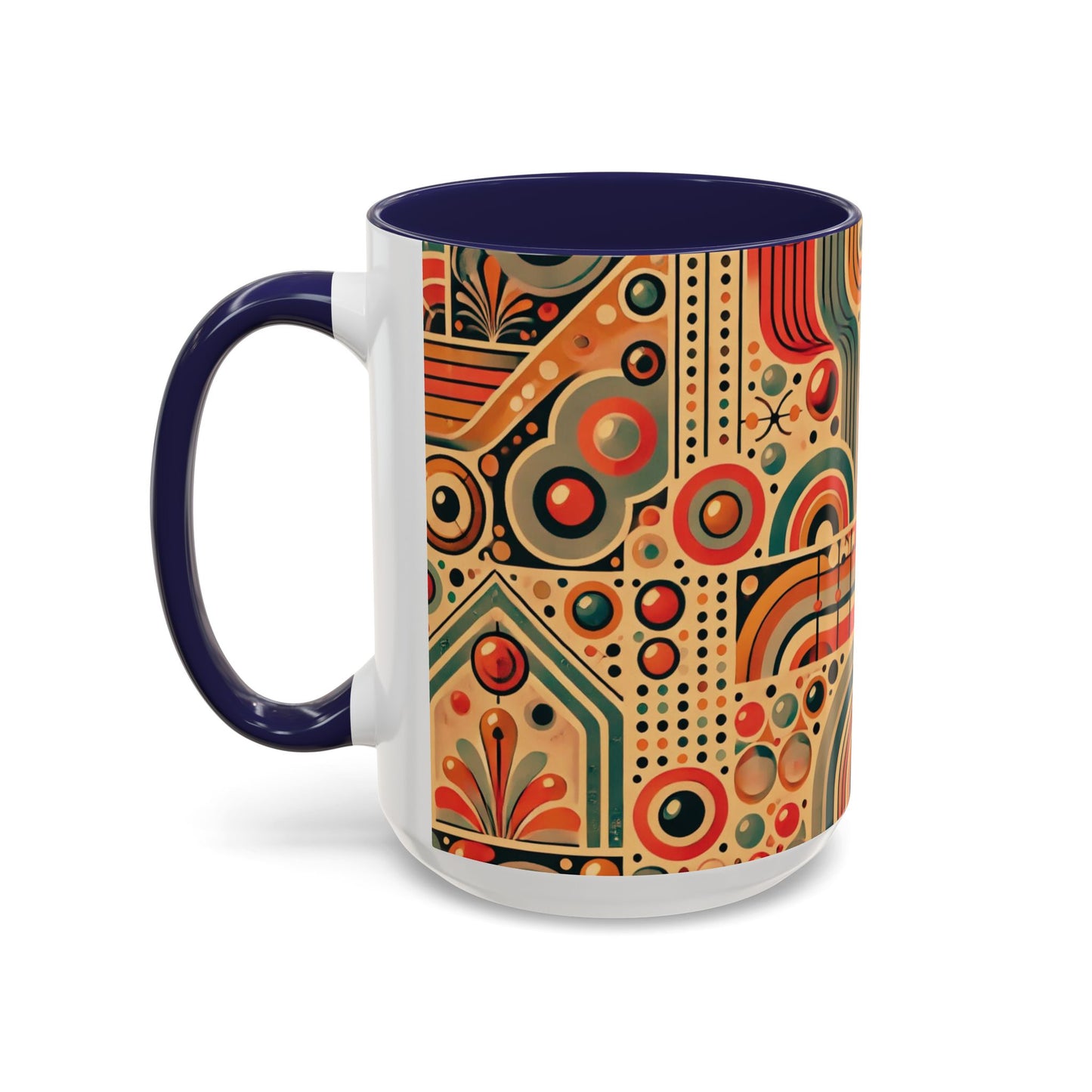 🌿 Retro Boho Accent Coffee Mug | 11oz & 15oz Ceramic Cup | Custom Colors Available