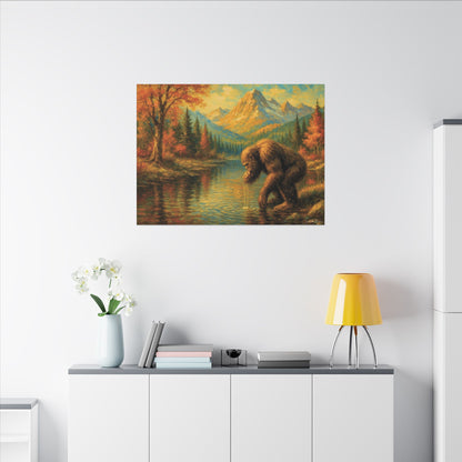 Bigfoot Lake Canvas Print – Autumn Mountain Landscape, Boutique Fine Art Style, Horizontal Nature Wall Art