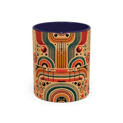 🌿 Retro Boho Accent Coffee Mug | 11oz & 15oz Ceramic Cup | Custom Colors Available