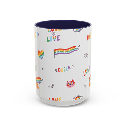 Minimalist Pride Accent Mug | LGBTQ+ Love Ceramic Cup | 11oz & 15oz