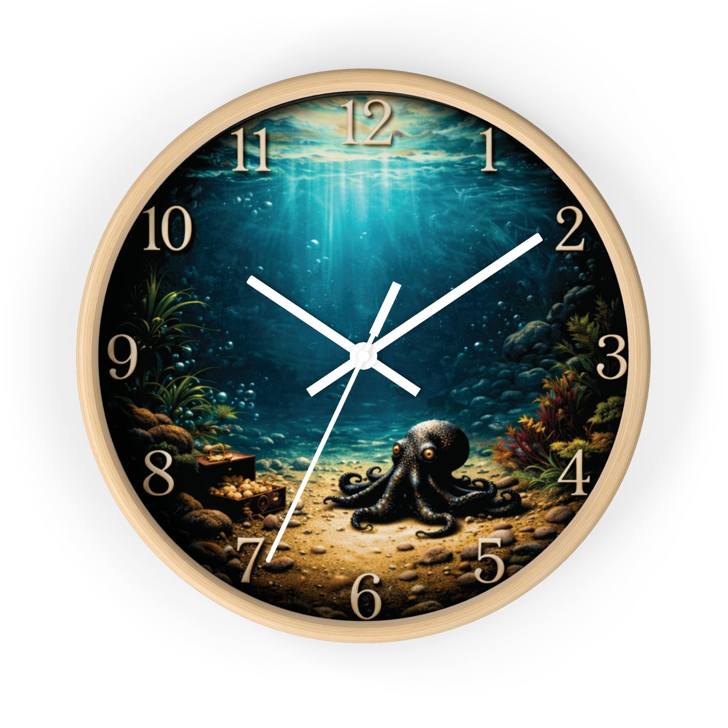 Octopus Ocean Wall Clock – Deep Sea Nautical 10" Decor