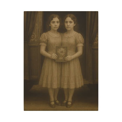 Conjoined Twins – Matte Canvas Print (Gallery-Wrapped) 0.75" – Vintage Circus-Inspired Canvas Wall Art