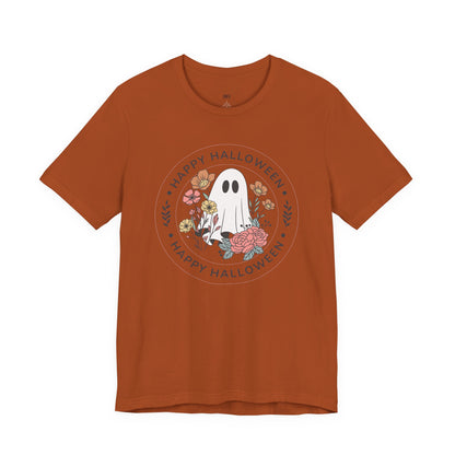 Happy Halloween Floral Ghost Tee – Bella+Canvas 3001