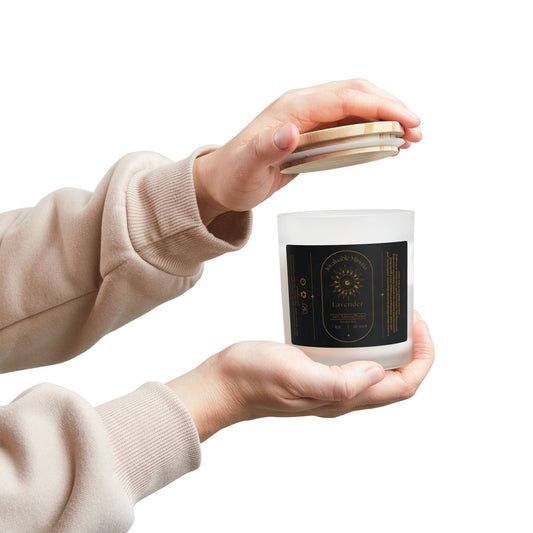 Lavender Candle – Luxury Coconut-Soy, Wooden Wick, 11oz Frosted Glass (Free U.S. Shipping)