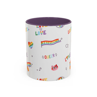 Minimalist Pride Accent Mug | LGBTQ+ Love Ceramic Cup | 11oz & 15oz