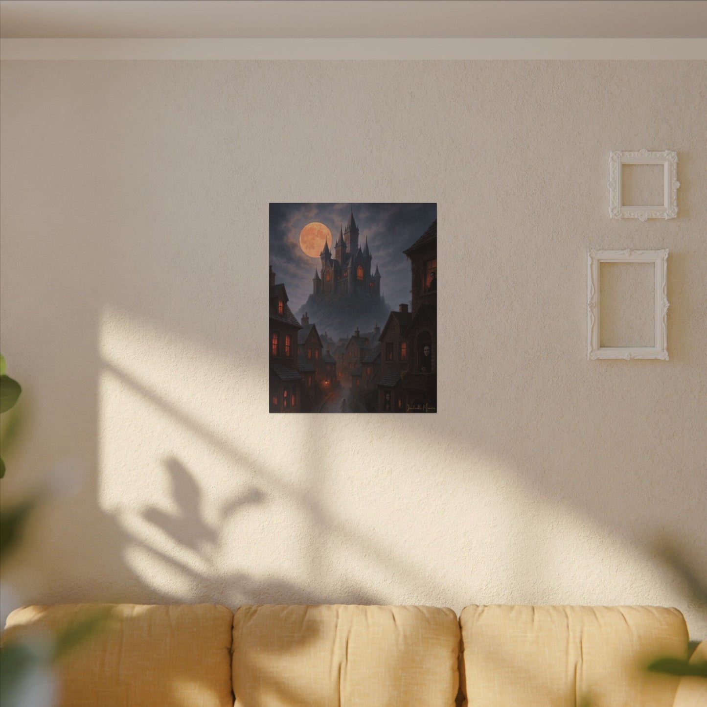 Haunted Hilltop Castle Canvas Print – Gothic Halloween Wall Art for Spooky Season Decor