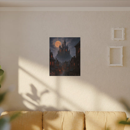 Haunted Hilltop Castle Canvas Print – Gothic Halloween Wall Art for Spooky Season Decor