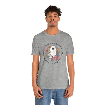 Happy Halloween Floral Ghost Tee – Bella+Canvas 3001