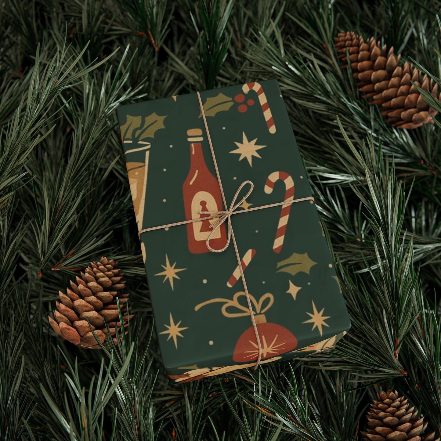 Vintage Holiday Drinks – Luxury Wrapping Paper, Retro Bar-Cart Gift Wrap, 30" Roll (Matte/Gloss)