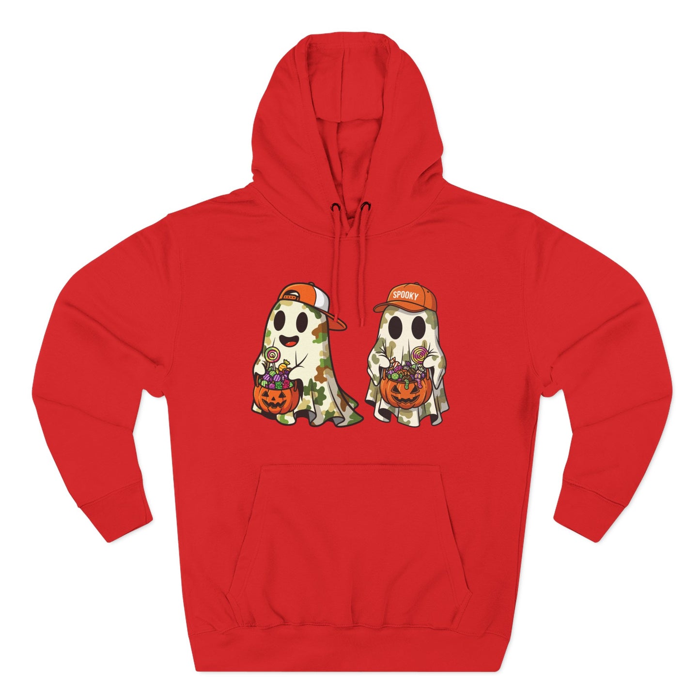 Trick-or-Treater Ghost Hoodie – Cute Camo Halloween Design | Premium Fleece (Front & Back Print) – Lane Seven LS14001