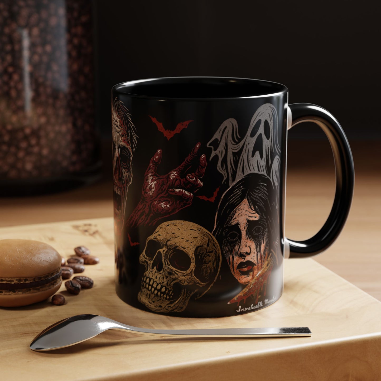 Horror Coffee Mug – Zombie Graveyard Halloween Design – 11oz & 15oz Ceramic – Creepy Goth Kitchen Decor
