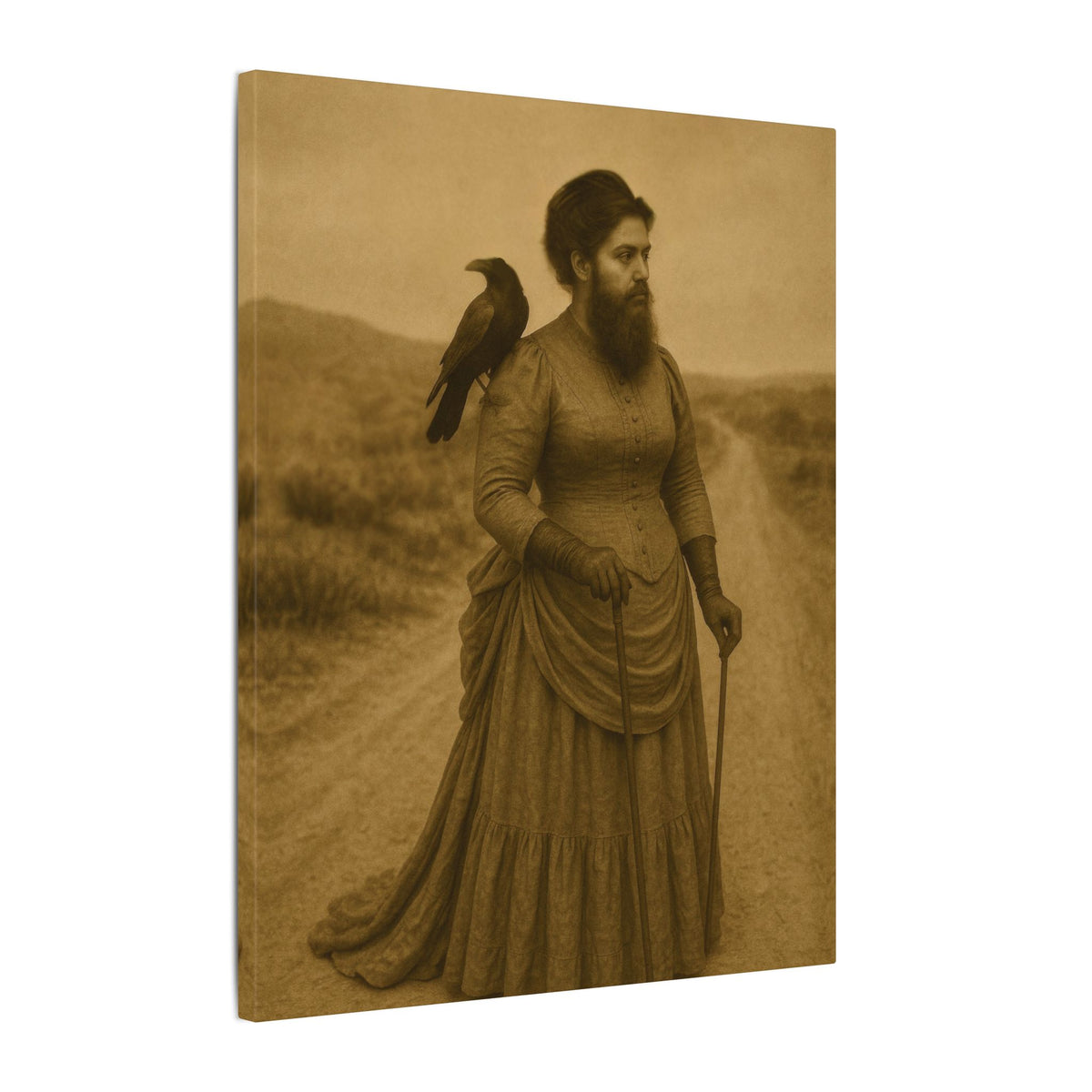 Bearded Lady with Crow – Matte Canvas Print (Gallery-Wrapped) 0.75"