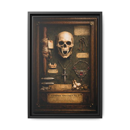 Framed Canvas Art – Vampire Specimen No. 3 | Gothic Vampire Wall Decor | Dark Academia Curiosity Cabinet Art