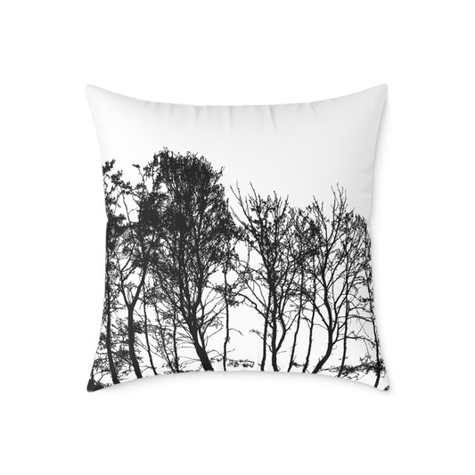 Dead Calm Treeline Silhouette Pillow – Stark Nature Accent for Lovers of the Bare & Bold - Canvas Throw Pillow
