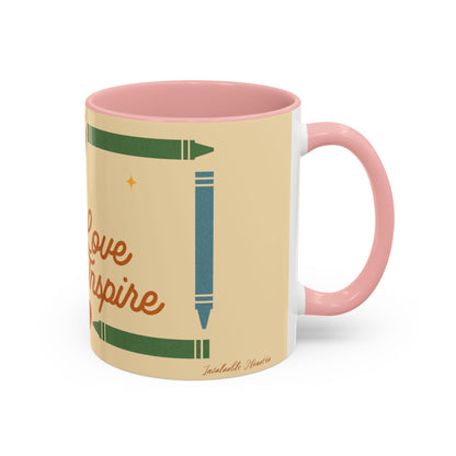 Teach Love Inspire Color Accent Mug (11oz/15oz) – Teacher Gift • Back to School • Durable Ceramic, Dishwasher & Microwave Safe
