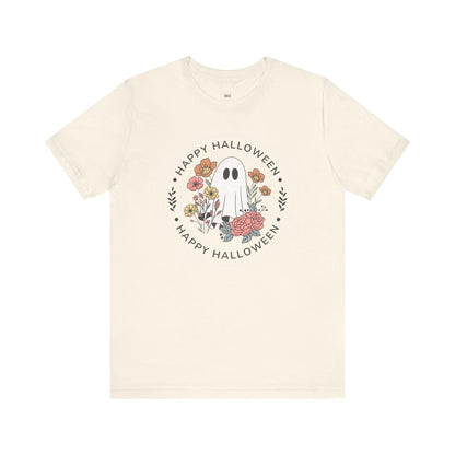 Happy Halloween Floral Ghost Tee – Bella+Canvas 3001