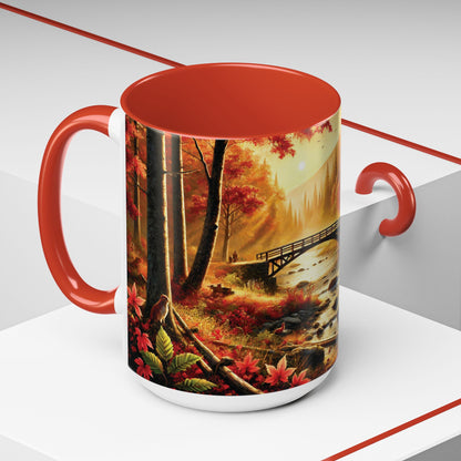 Cozy Autumn Cabin Mug | Fall Vibes Accent Coffee Mug (11oz/15oz)