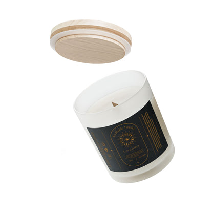 Lavender Candle – Luxury Coconut-Soy, Wooden Wick, 11oz Frosted Glass (Free U.S. Shipping)