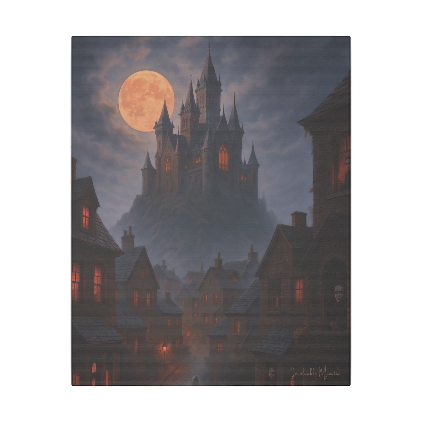 Haunted Hilltop Castle Canvas Print – Gothic Halloween Wall Art for Spooky Season Decor
