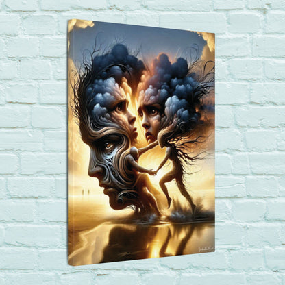 The Insatiable Lovers – Surreal Fantasy Canvas Wall Art | Premium Stretched Print