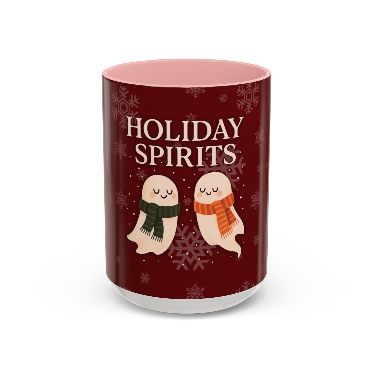 Holiday Spirits Ghost Mug – Cute Christmas Coffee Cup (11oz & 15oz, High-Gloss Accent Colors)